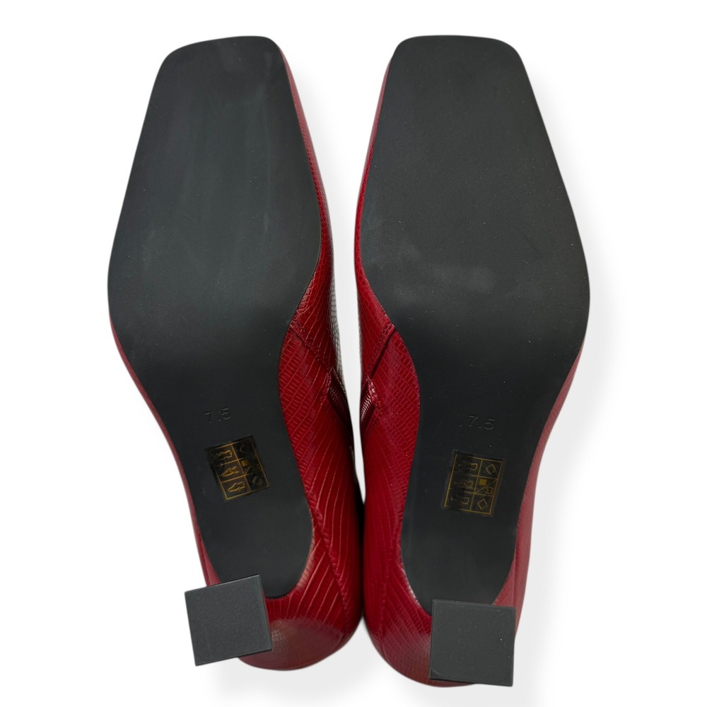 NIB Anthropologie Jeffrey Campbell Checkmate Red Knee High Boots 7.5 Lizard $210 - Picture 12 of 15